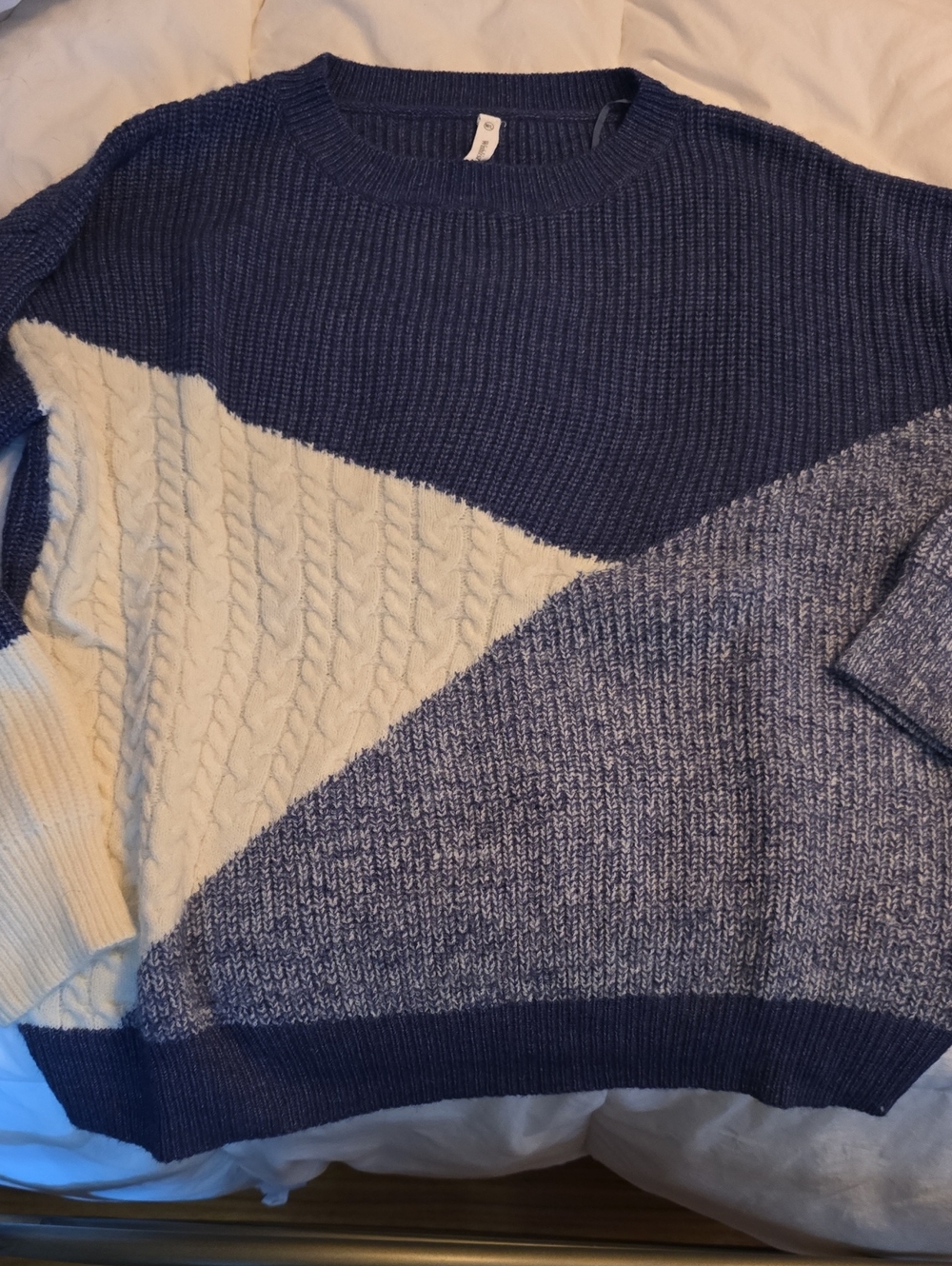 Wishlist Navy & Cream Ribbed Knit Pullover